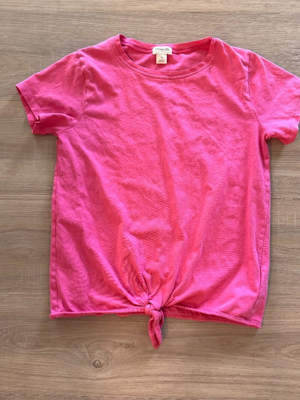 J. Crew Crewcuts girls tie front short sleeve T shirt top size 14 hot pink